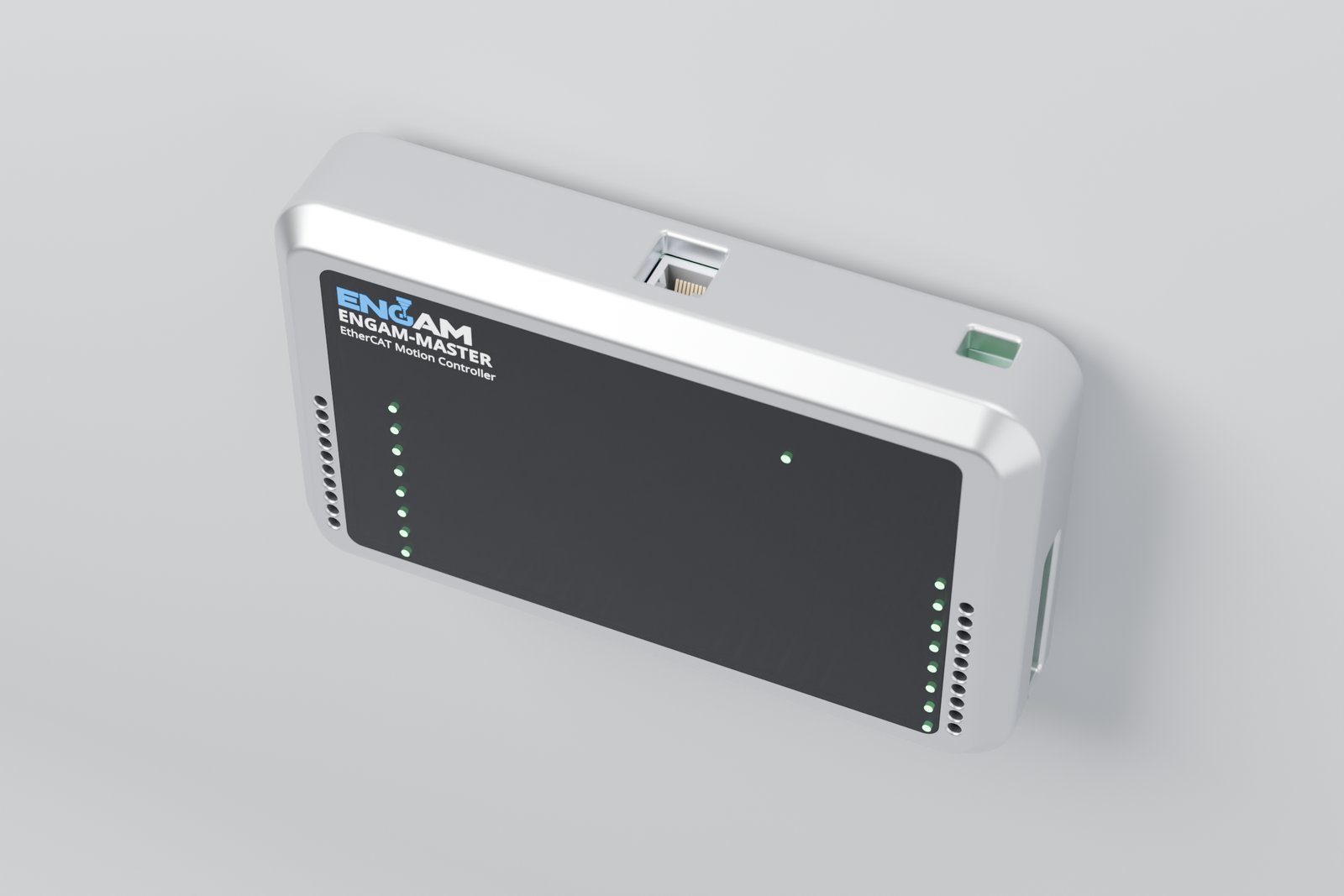 EtherCAT (RJ45) and 24 V supply on top